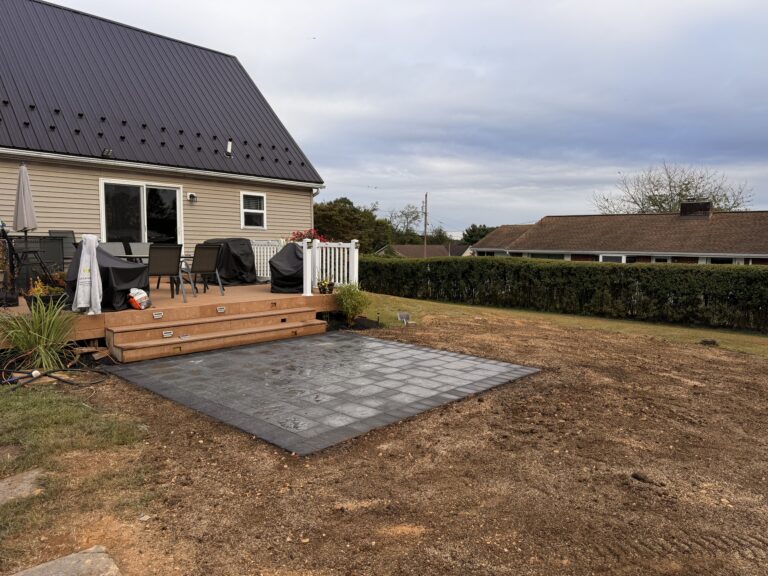 Hardscape contractors installing paver patio, Cumberland County, PA